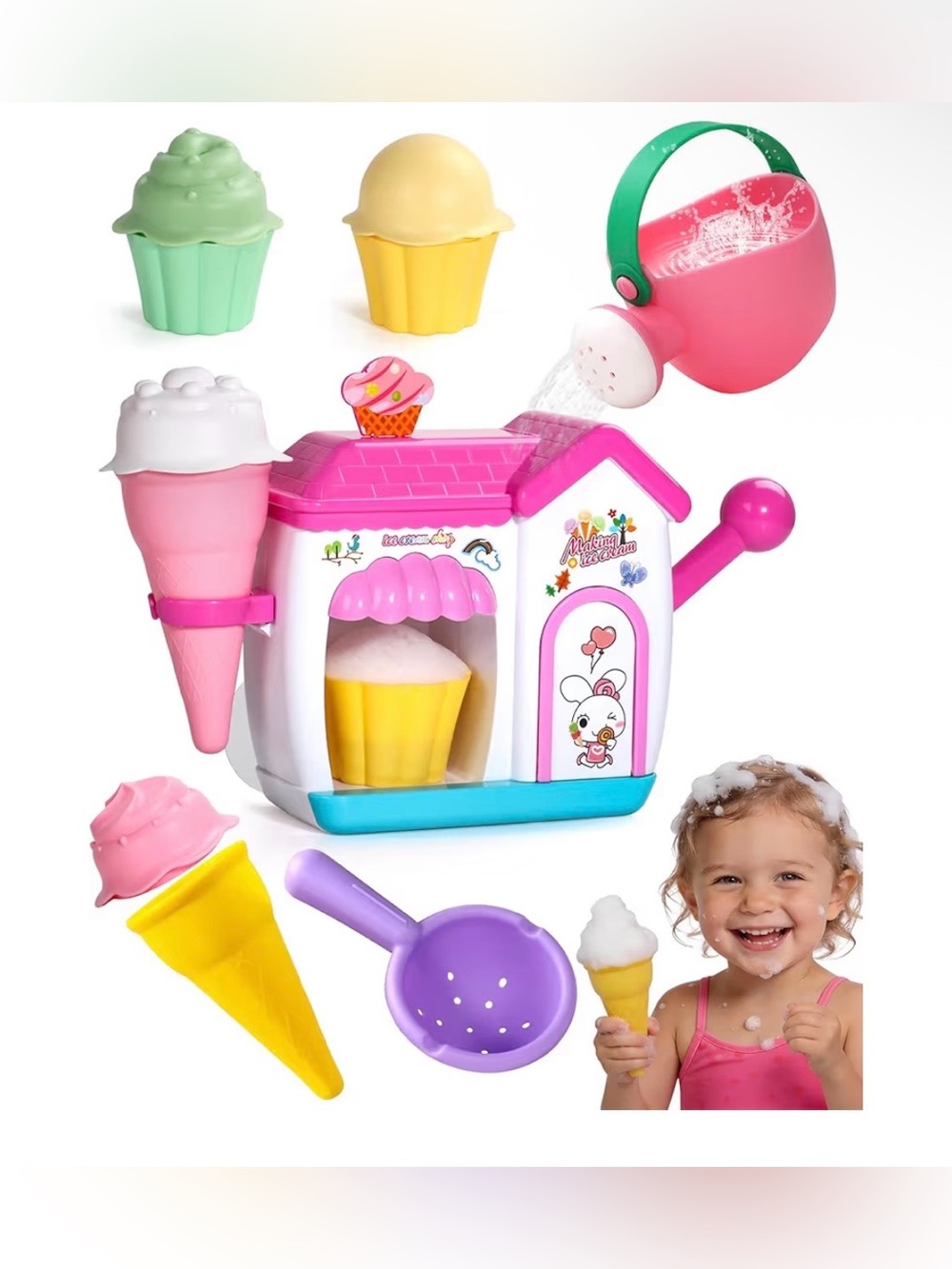 Bath Toys for Kids Ages 4-8 Ice Cream Foam Maker